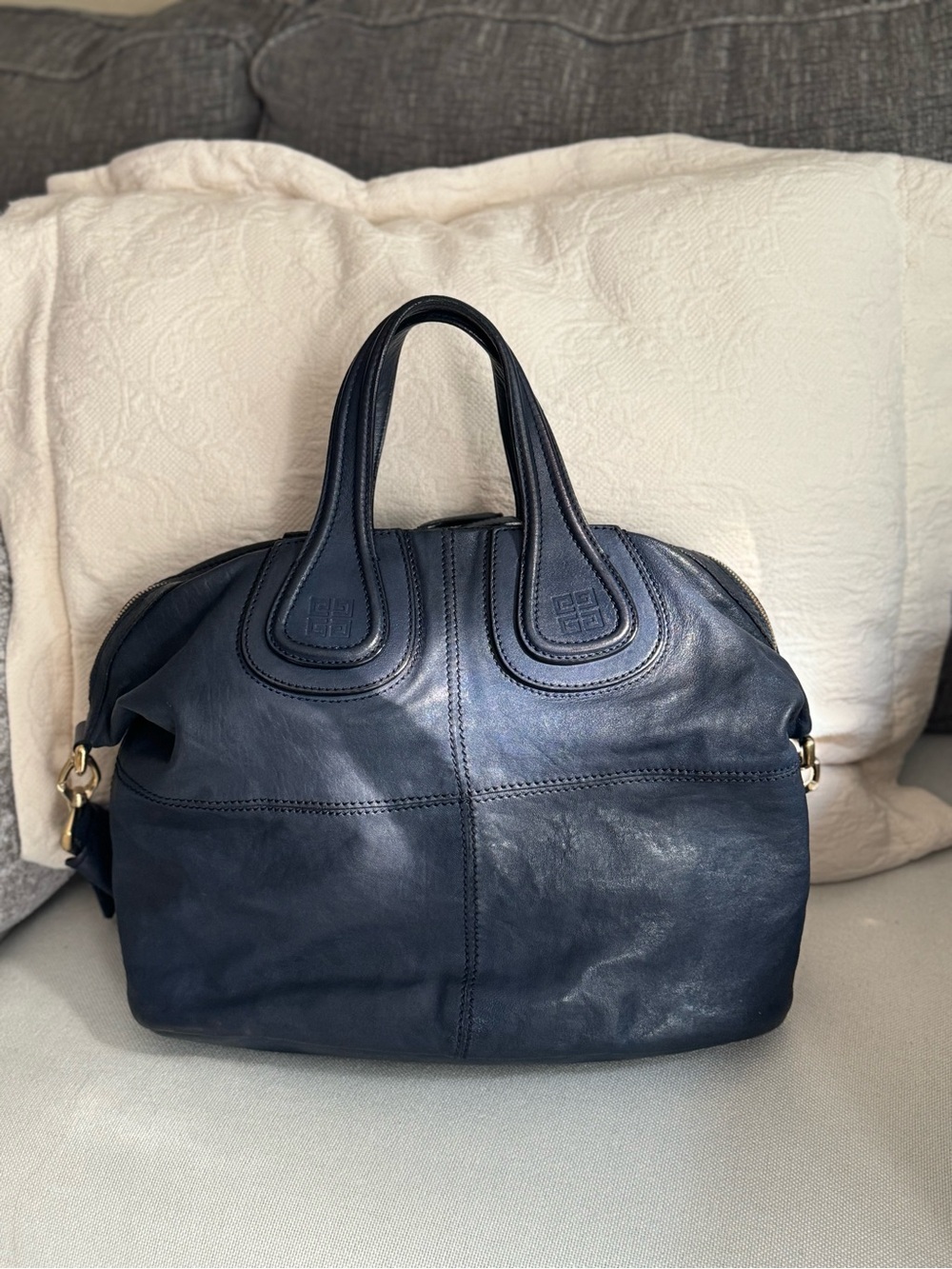 Givenchy Nightingale Navy Blue 2 way Leather Bag - Picture 4 of 14
